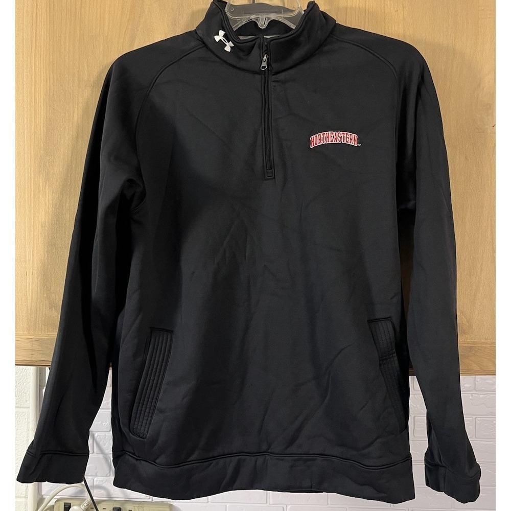 Under Armour LS 1/4 Zip W/pockets Black Fleece Lined Sz Large‎